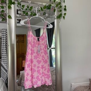 pink floral mini dress